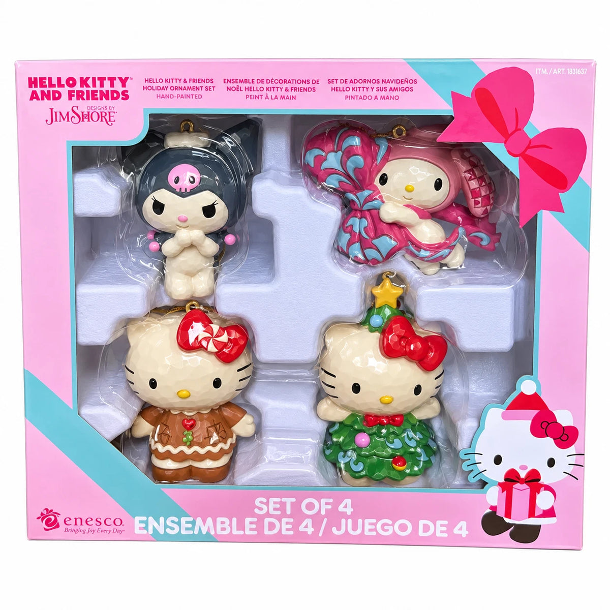 Jim Shore Hello Kitty & Friends Christmas Hand-painted Ornament Set of 4 NEW