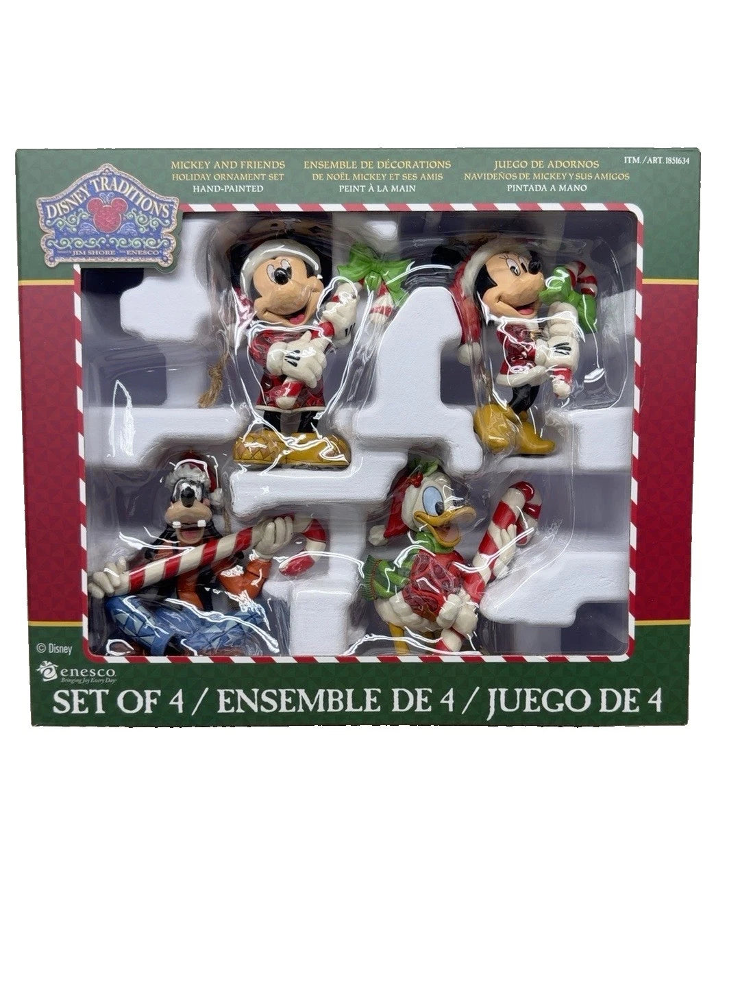 Jim Shore Mickey Mouse Friends Hand-painted Ornament Set of 4 NEW